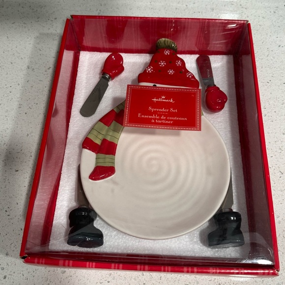 Vintage Hallmark Christmas Snowman Cheeseball Dish, Spreader Serving Dish - Picture 7 of 8